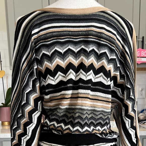 Laundry by Shelli Segal Sweater Dress Open Sleeve Self Tie Midi Length Small - Picture 7 of 8